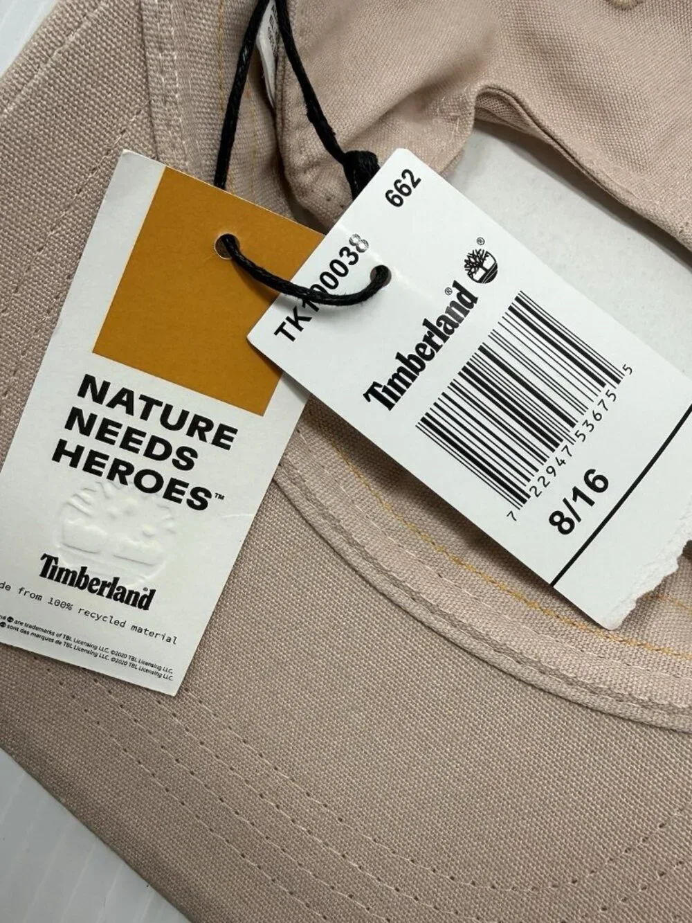 Timberland Hat Cap Adjustable Beige Tan Logo Dad Hat Cotton NWT Unisex